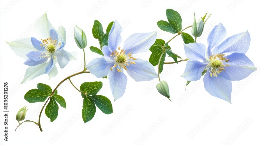 Fototapeta premium Delicate Light Blue Clematis Blooms