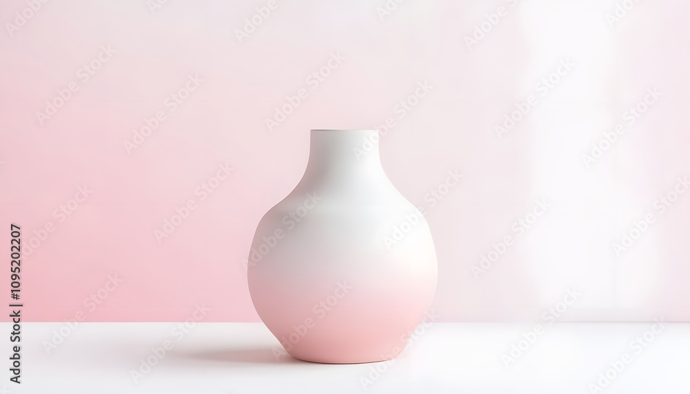 Minimalist Vase with Pink and White Gradient Minimalist Vase with Pink and White Gradient