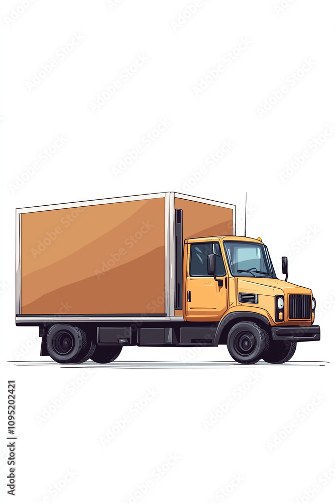 Delivery truck with boxes inside, side view illustration isolate white background Delivery truck with boxes inside, side view illustration isolate white background