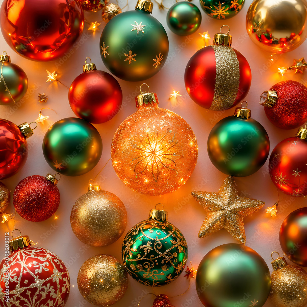 Vibrant Christmas Ornaments with Glitter and Patterns Vibrant Christmas Ornaments with Glitter and Patterns