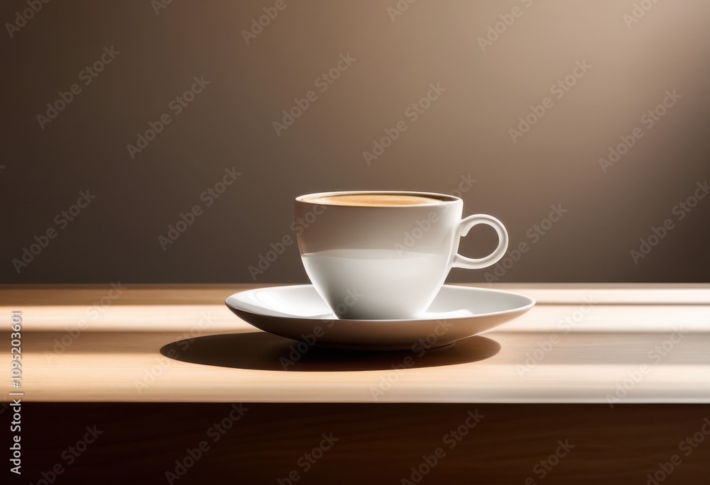 minimalist scene empty coffee cup casting soft shadow smooth surface illuminated gentle light, table, silhouette, ceramic, white, beverage, reflection minimalist scene empty coffee cup casting soft shadow smooth surface illuminated gentle light, table, silhouette, ceramic, white, beverage, reflection