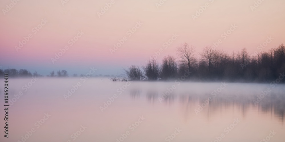 A tranquil sunrise over a misty lake showcasing the beauty of nature at dawn. A tranquil sunrise over a misty lake showcasing the beauty of nature at dawn.