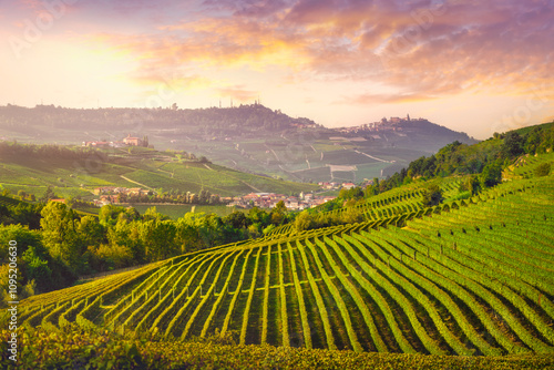 Wallpaper Mural Langhe vineyards view, Barolo and La Morra villages in the background, Piedmont, Italy Torontodigital.ca