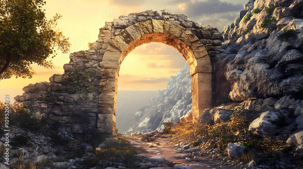 Ancient ruins - archway. Ancient Temple Ruins. Illustration Ancient ruins - archway. Ancient Temple Ruins. Illustration