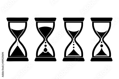 Collection of hourglass icons. Symbol of time, waiting or loading. Isolated vector illustration on white background.