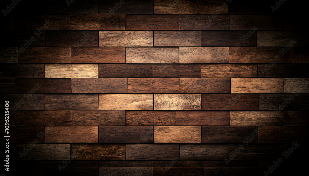 Rich, dark brown wood brick wall texture background. Perfect for design projects needing a rustic or vintage feel. Rich, dark brown wood brick wall texture background. Perfect for design projects needing a rustic or vintage feel.
