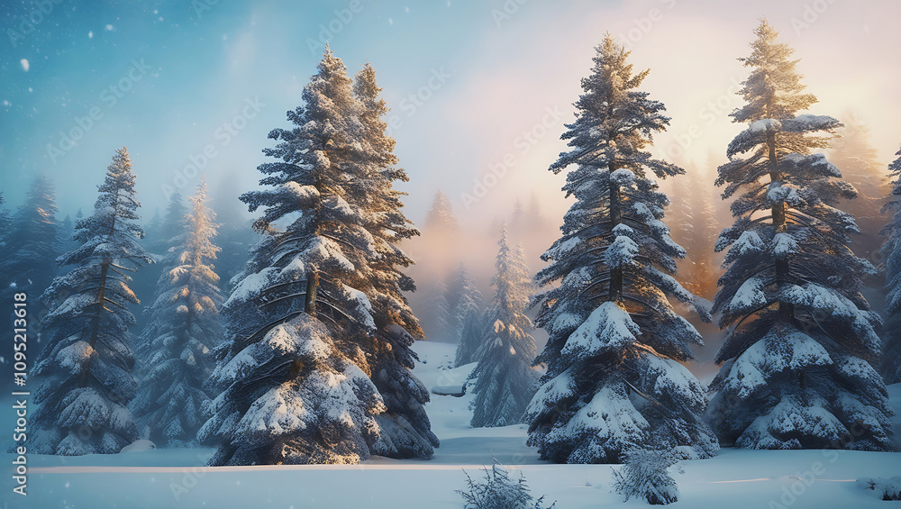 Fototapeta premium winter landscape with trees