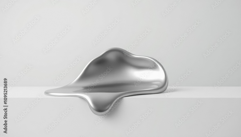 Futuristic Silver Wavy Platform Melted Metal Abstract Design Futuristic Silver Wavy Platform Melted Metal Abstract Design
