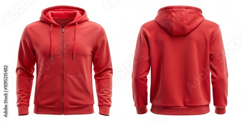 Red Zipper Hoodie Mockup - Front and Back View, hoodie, mockup