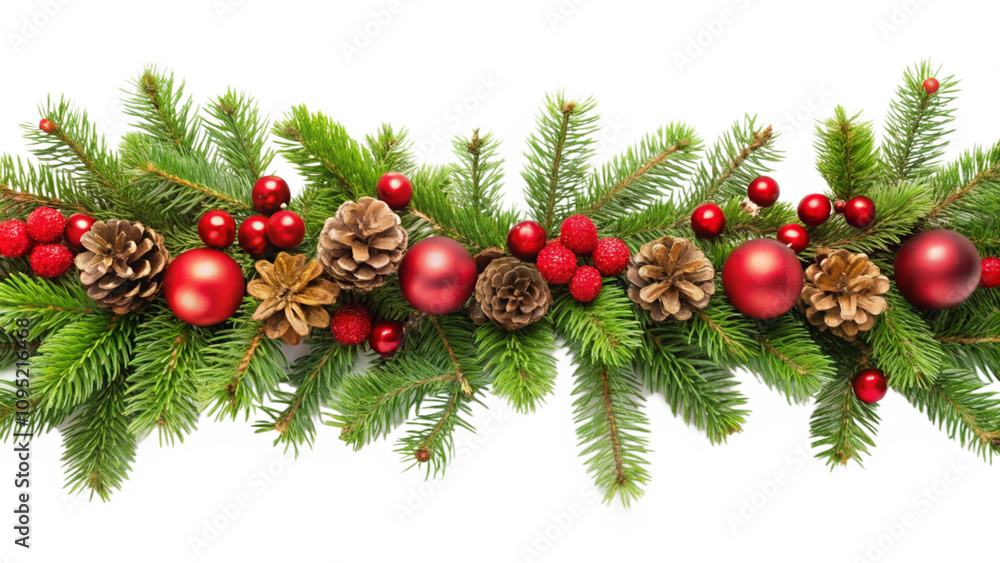christmas tree branches with red balls christmas tree branches with red balls