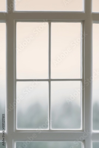 serene view through window with soft gradient background.