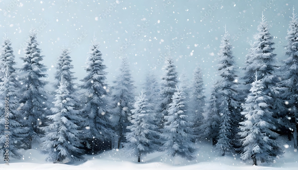 Snowy Winter Wonderland with Pine Trees in a Peaceful Forest Snowy Winter Wonderland with Pine Trees in a Peaceful Forest