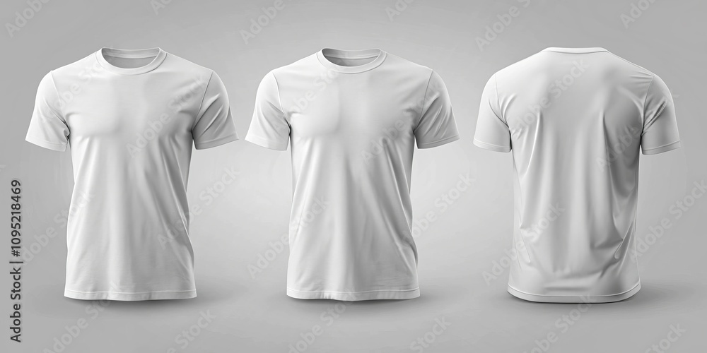 Blank White T-Shirt Mockup Front, Back, and Side Views, t-shirt mockup, clothing design Blank White T-Shirt Mockup Front, Back, and Side Views, t-shirt mockup, clothing design