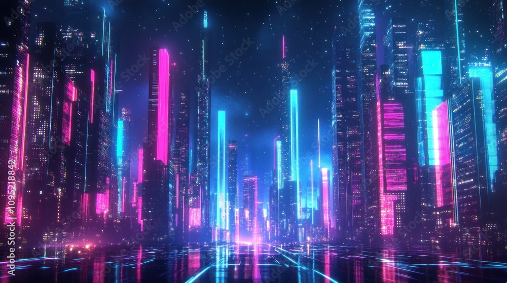 Neon Cityscape: A Futuristic Night in the Metropolis Neon Cityscape: A Futuristic Night in the Metropolis