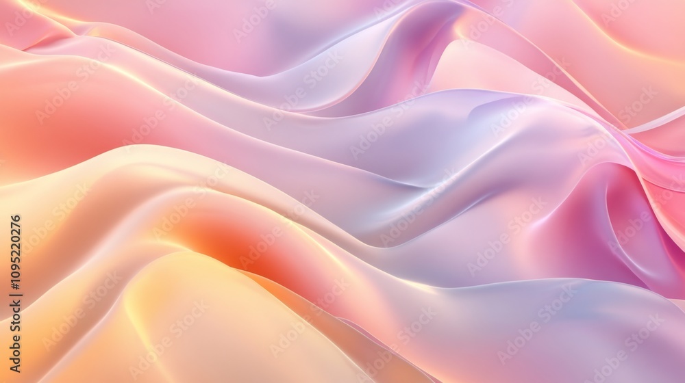 Obraz premium Abstract Pastel Waves - Dreamy Digital Art