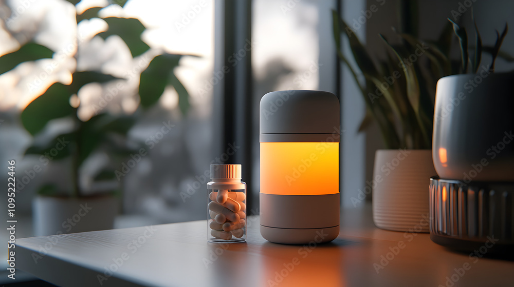 Smart Medication Dispenser, Minimalist Design, Illuminated, Pill Bottle, Home Decor Smart Medication Dispenser, Minimalist Design, Illuminated, Pill Bottle, Home Decor
