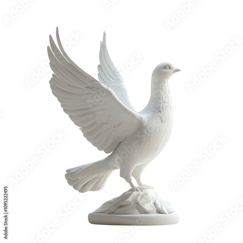 A stunning white dove sculpture with outstretched wings, symbolizing peace and freedom in artistic form.