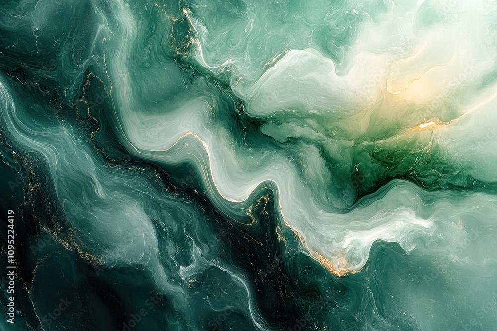 Abstract Green and Gold Swirling Marble Design Abstract Green and Gold Swirling Marble Design
