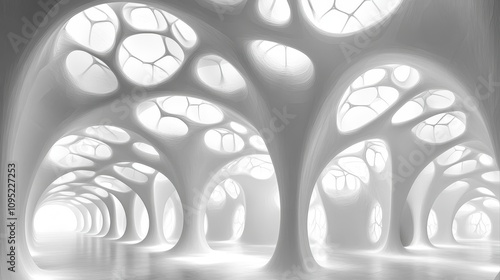 Fototapeta Naklejka Na Ścianę i Meble -  3d white futuristic tunnels