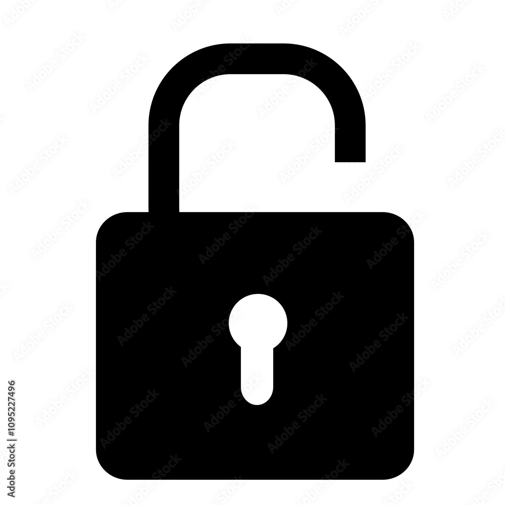 Black isolated icon of unlocked Black isolated icon of unlocked