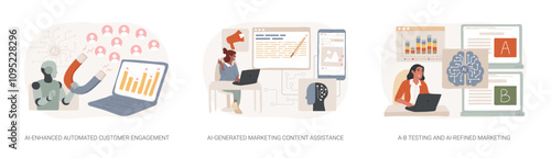 AI in product advertising abstract concept vector illustrations.