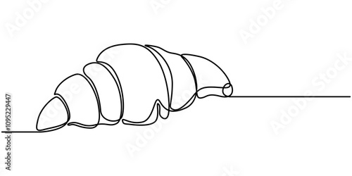 National Croissant Day in one continuous line. One line drawing, minimalism. Vector illustration. Continuous one line drawing of croissant for logo in minimalist style. Hand drawn french pastry line 