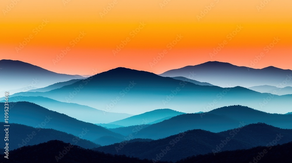 Obraz premium Majestic Mountain Range at Sunset Blue Ridge Landscape Photography