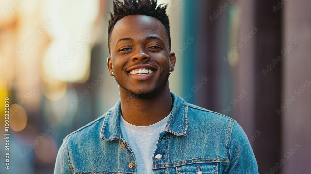 Cheerful young man in city, urban backdrop. Cheerful young man in city, urban backdrop.