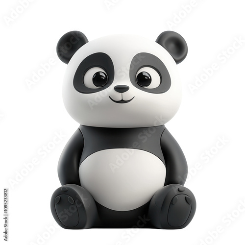 A charming cartoon panda toy with a cheerful expression, perfect for children's rooms or playful designs.