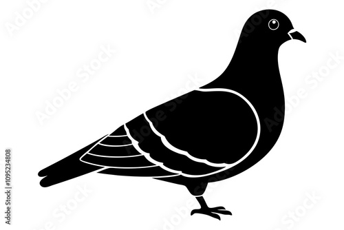 pigeon silhouette black icon vector art illustration photo