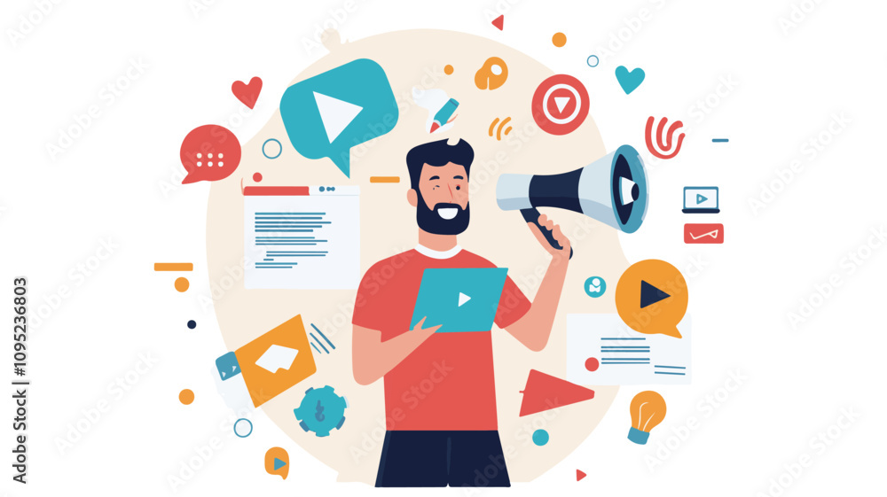 Social Media Marketing: Icons, Graphics, and Virtual Vectors & Illustrations Concepts Social Media Marketing: Icons, Graphics, and Virtual Vectors & Illustrations Concepts