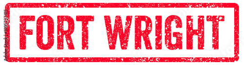 Fort Wright Stamp Transparent Seal, Red Grunge Fort Wright Word Rubber Stamp Seal Text Effect