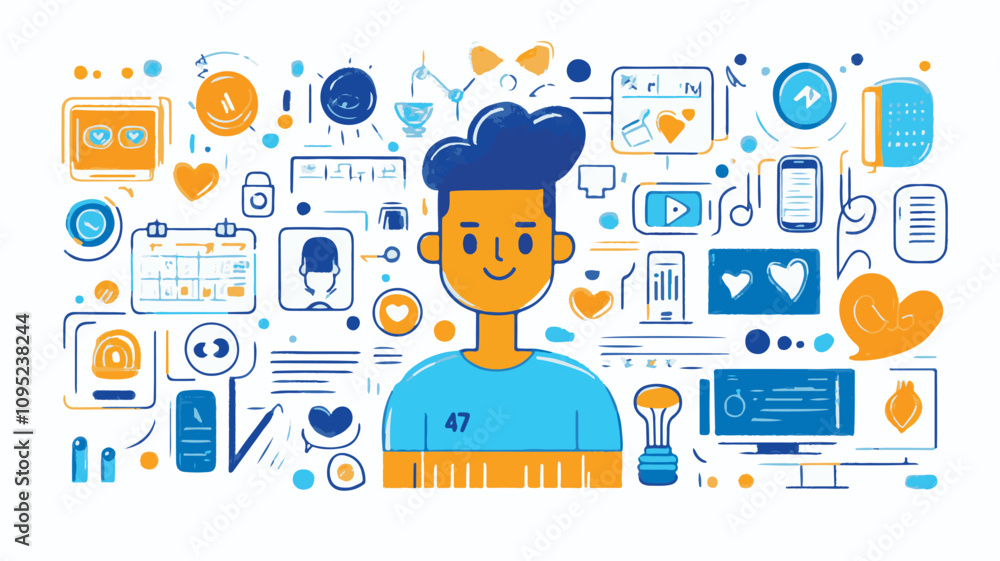 Social Media Marketing: Icons, Graphics, and Virtual Vectors & Illustrations Concepts Social Media Marketing: Icons, Graphics, and Virtual Vectors & Illustrations Concepts