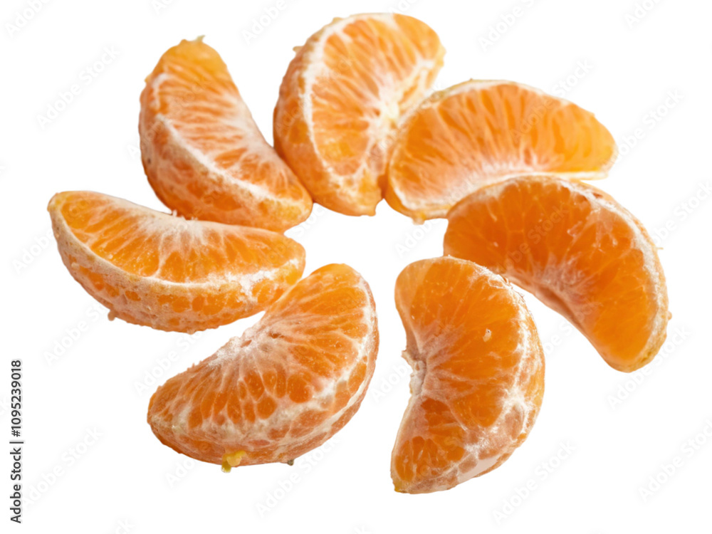 Fresh mandarin slices arranged on a transparent background Fresh mandarin slices arranged on a transparent background