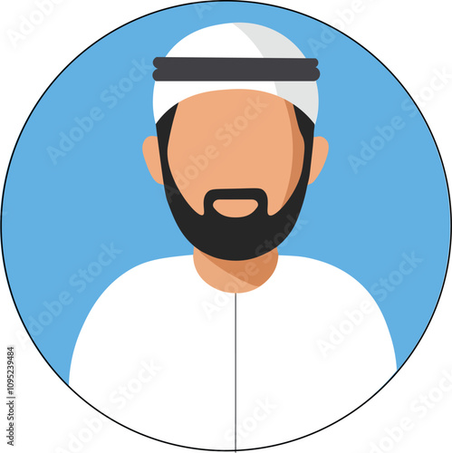 an illustration of a Muslim man in traditional dress