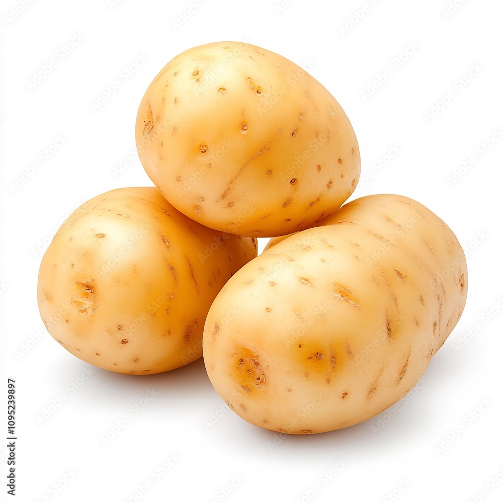 Closeup of fresh organic potatoes on white background Closeup of fresh organic potatoes on white background
