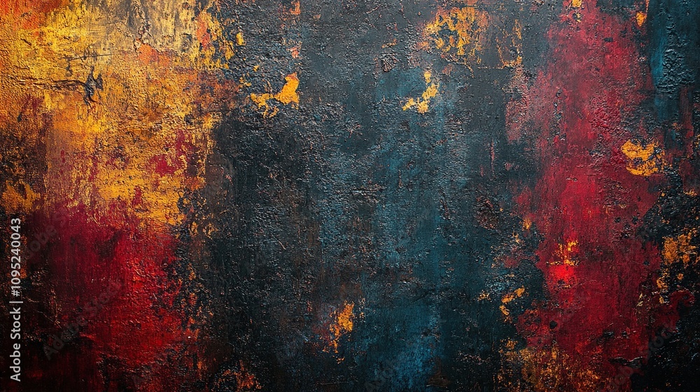 Obraz premium Abstract Dark Textured Background: Fiery Hues and Deep Shadows