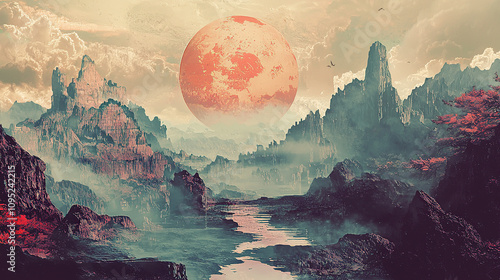 the cuntry, generative ai, landscape, architecture, curtoone, chasny house, background, art nouveau, city, skyline, skyscraper, building, water, lake, nature, autumn, river, sky, tree, reflection,