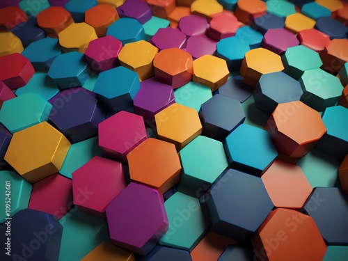 Vibrant Hexagon Abstract Background: A Colorful 3D Render