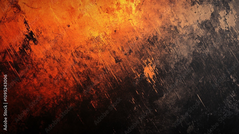 Obraz premium Abstract orange and black grunge background texture with scratches