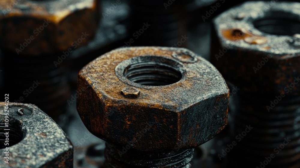 Close-up of a Rusty Metal Nut with Hexagonal Shape Close-up of a Rusty Metal Nut with Hexagonal Shape