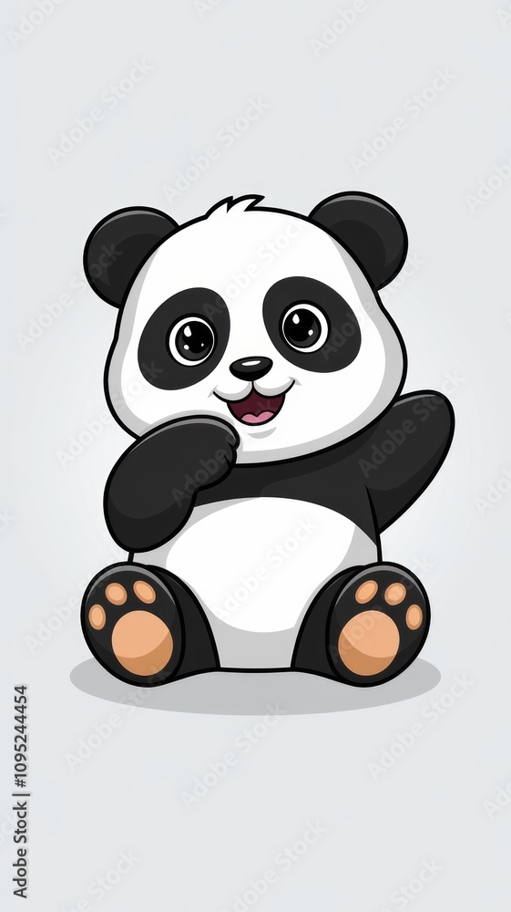 Fototapeta premium Cheerful Cartoon Panda Vector Icon with Playful Expression Generative AI