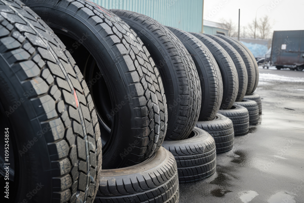 generated illustration of winter studded tire. generated illustration of winter studded tire.