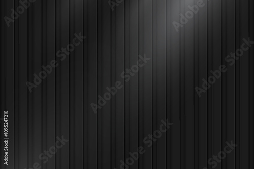 Adobe Illustrator ArtworkBlack metal panel background with sunlight shadow. Gray vertical wall, roof, facade, fence. Modern dark banner with empty place for advertising or product display. Realistic v