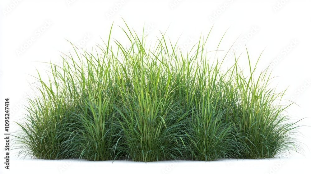 Stunning Green Grass Cluster, Isolated on White Background Stunning Green Grass Cluster, Isolated on White Background