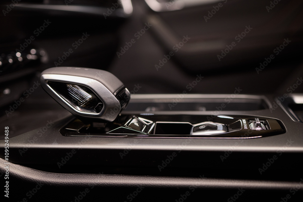 Macro shot of a car gear lever an essential auto part Macro shot of a car gear lever an essential auto part