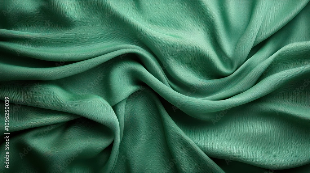 Obraz premium Draped Emerald Green Fabric Shows Textured Surface