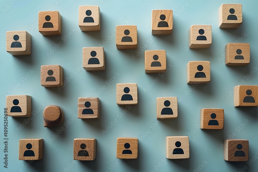 Wooden Blocks Grid Diverse Team Collaboration & Leadership Wooden Blocks Grid Diverse Team Collaboration & Leadership
