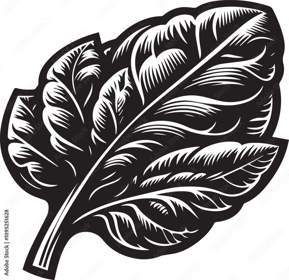 Obraz premium Spinach vector illustration silhouette on white background