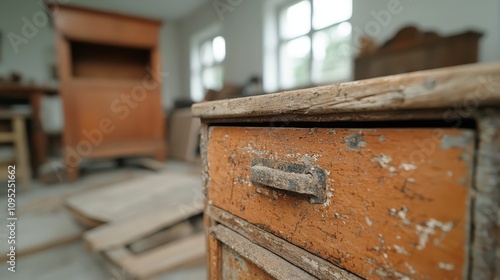 Antique Wood Furniture Restoration Workshop Vintage Tools Dusty Drawer